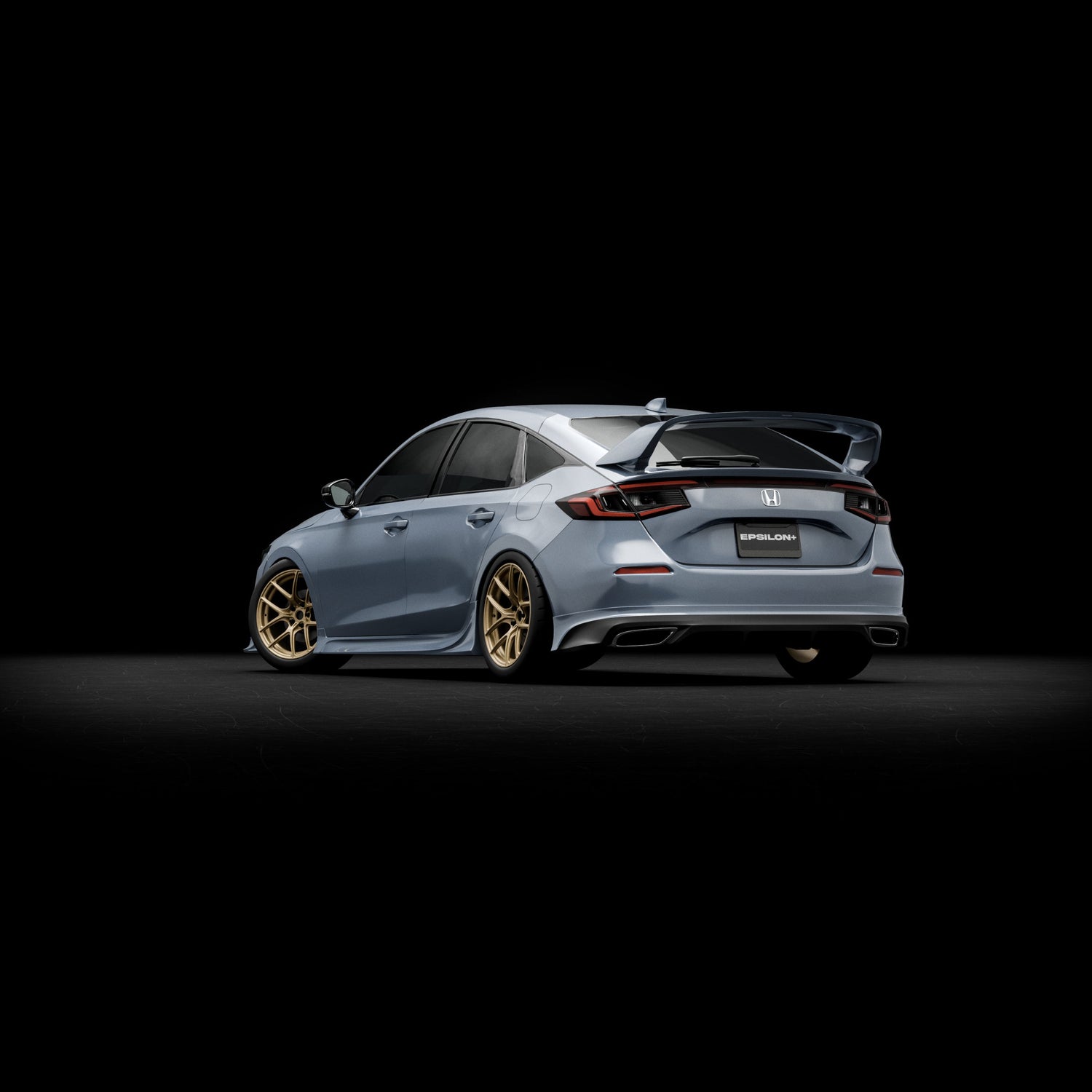 Epsilon+ rear lip installed on an 11th gen Honda Civic Hatchback