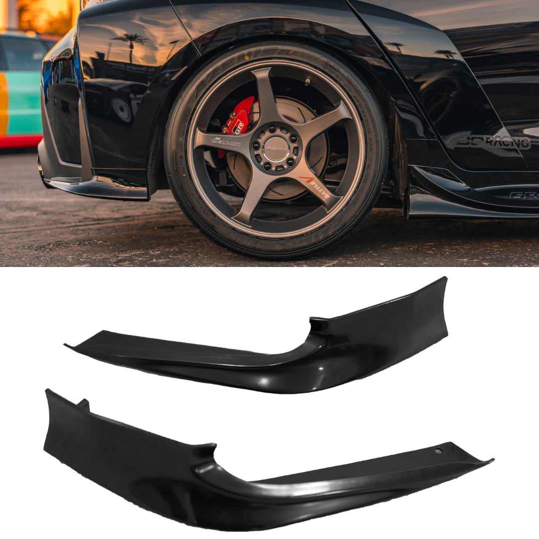Studio shot of the rear spats set for the GR Corolla on a white background