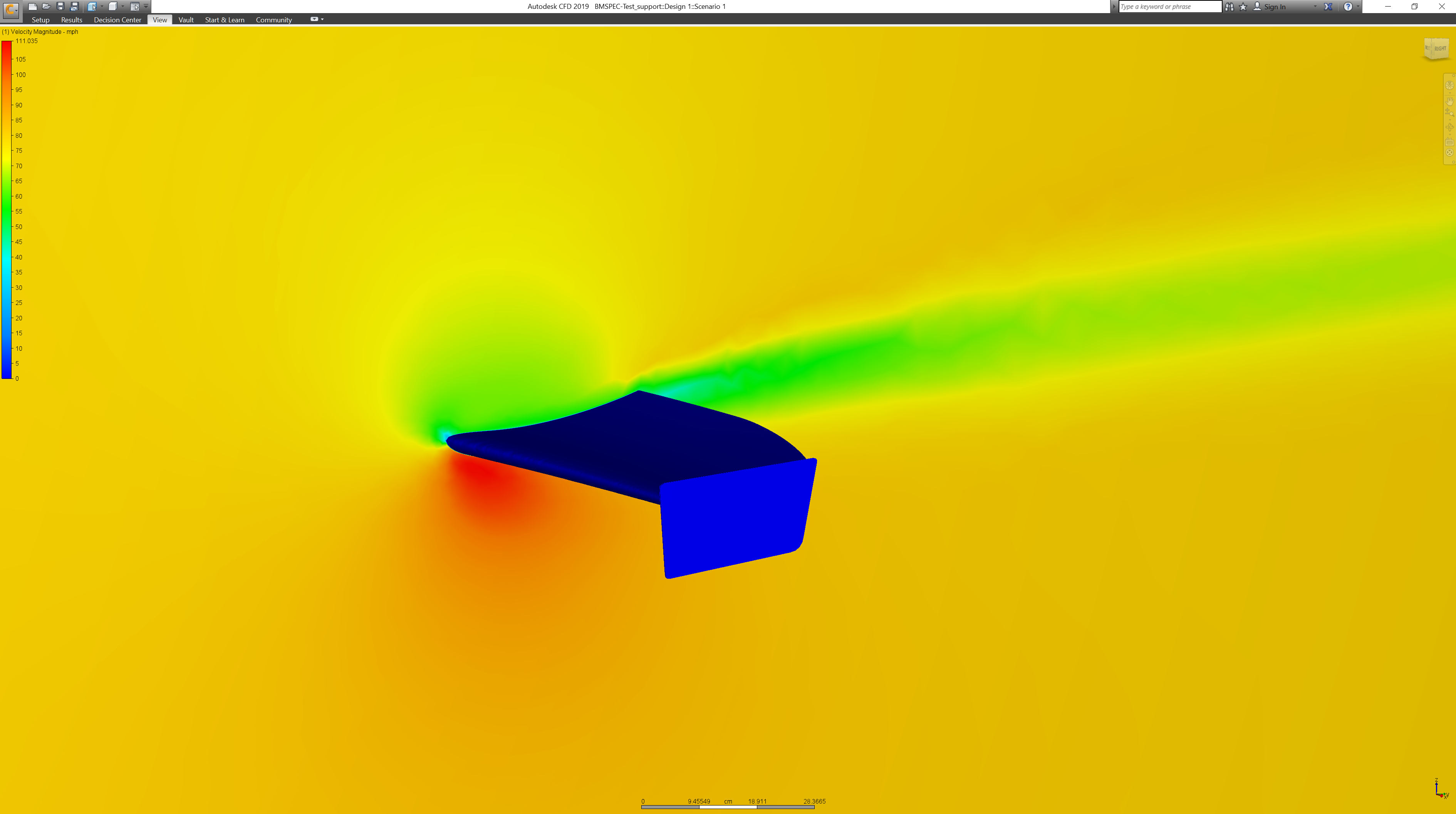 CFD airflow simulation showing pressure distribution around the GT wing profile
