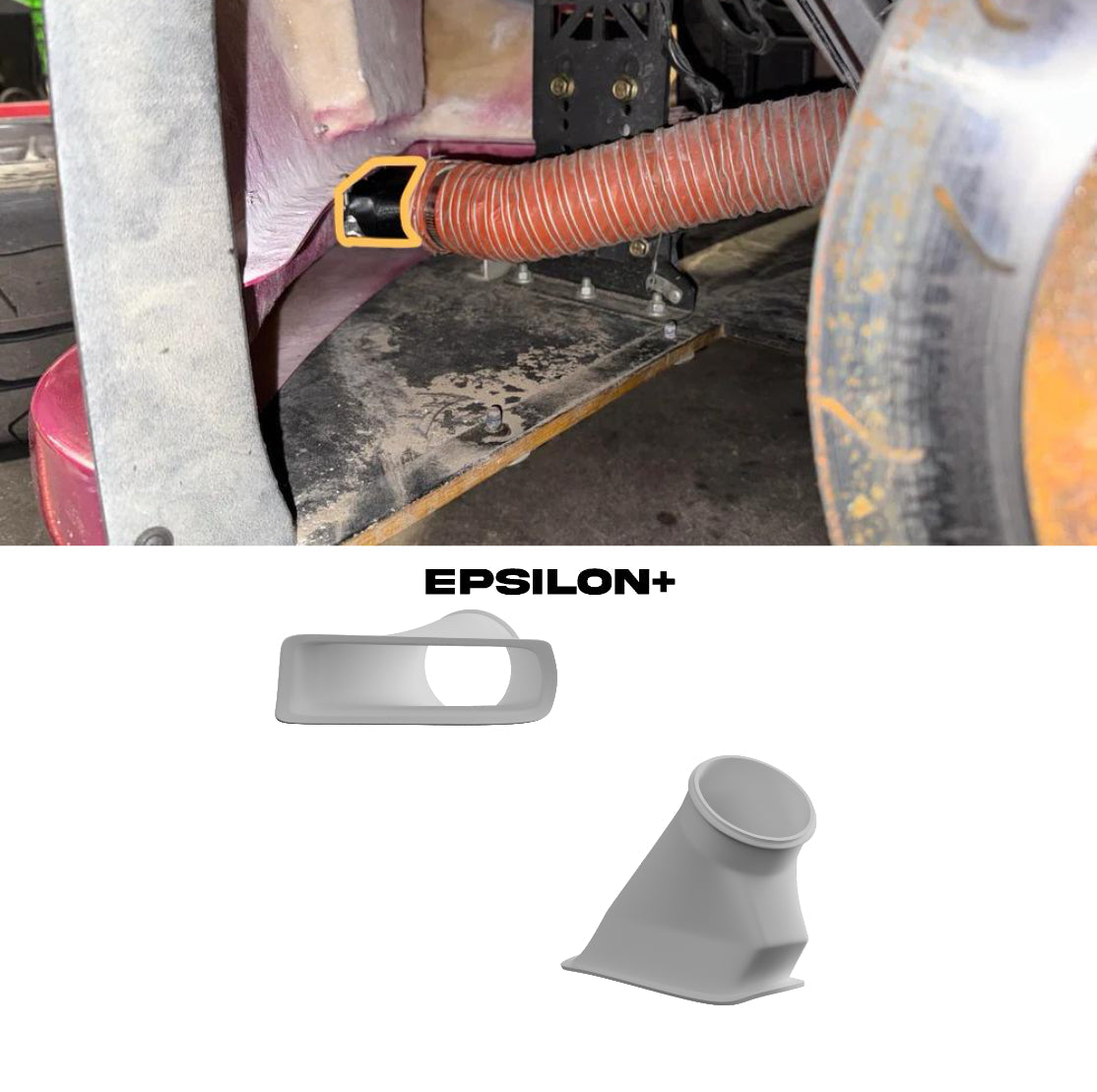 Studio render of the brake duct inlet and mounting bracket for the Miata NC