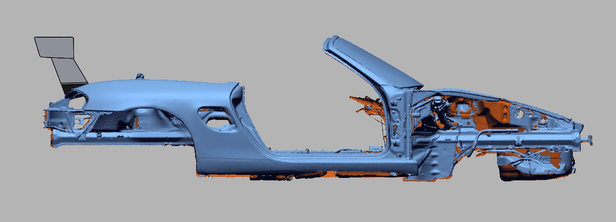 Side profile of the Boxster 986 showing 66.5" QP-mount TC Wing height and rearward position