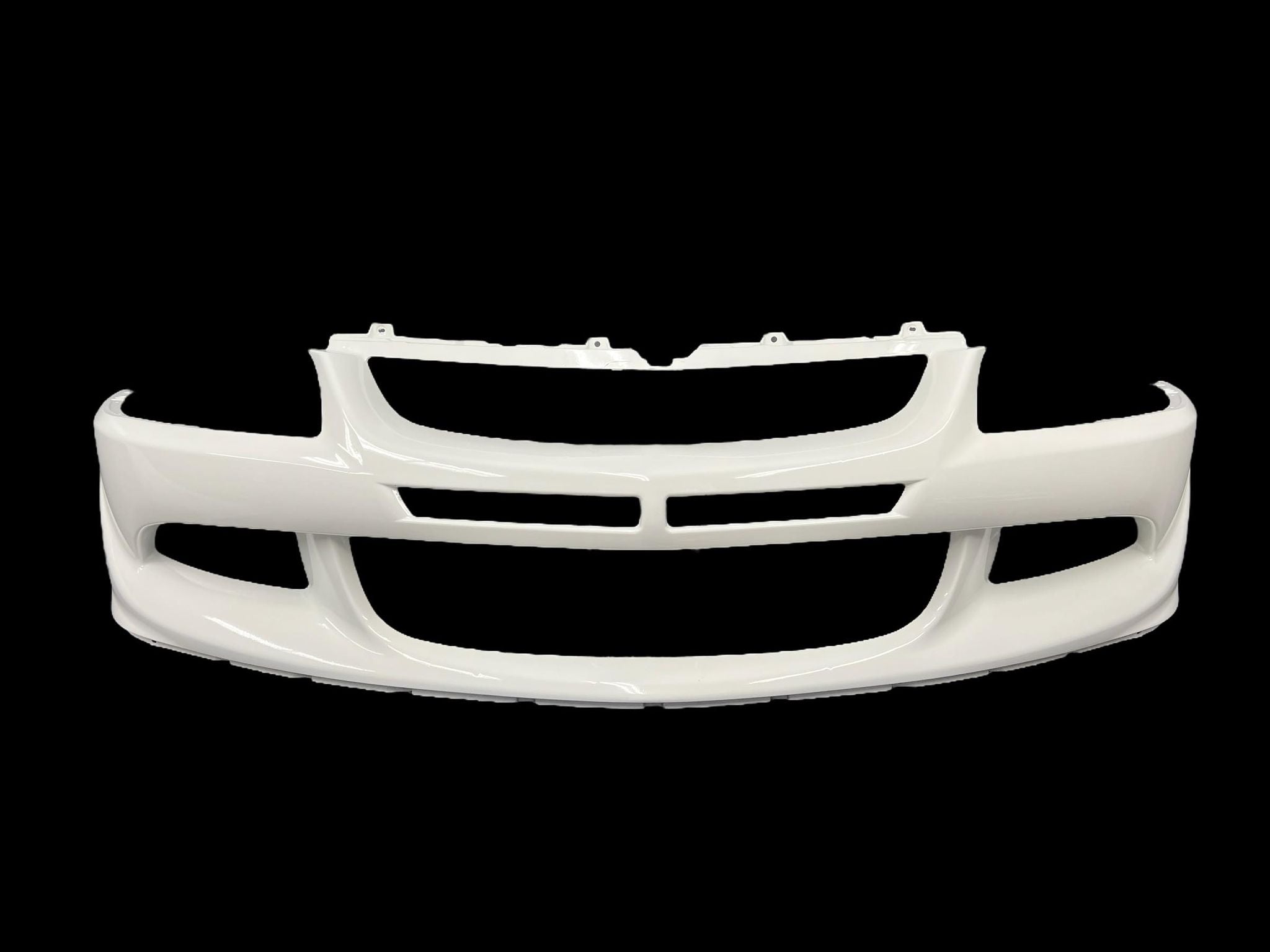 Angled product shot of the Epsilon+ Evo 8 front bumper showing the lower intake