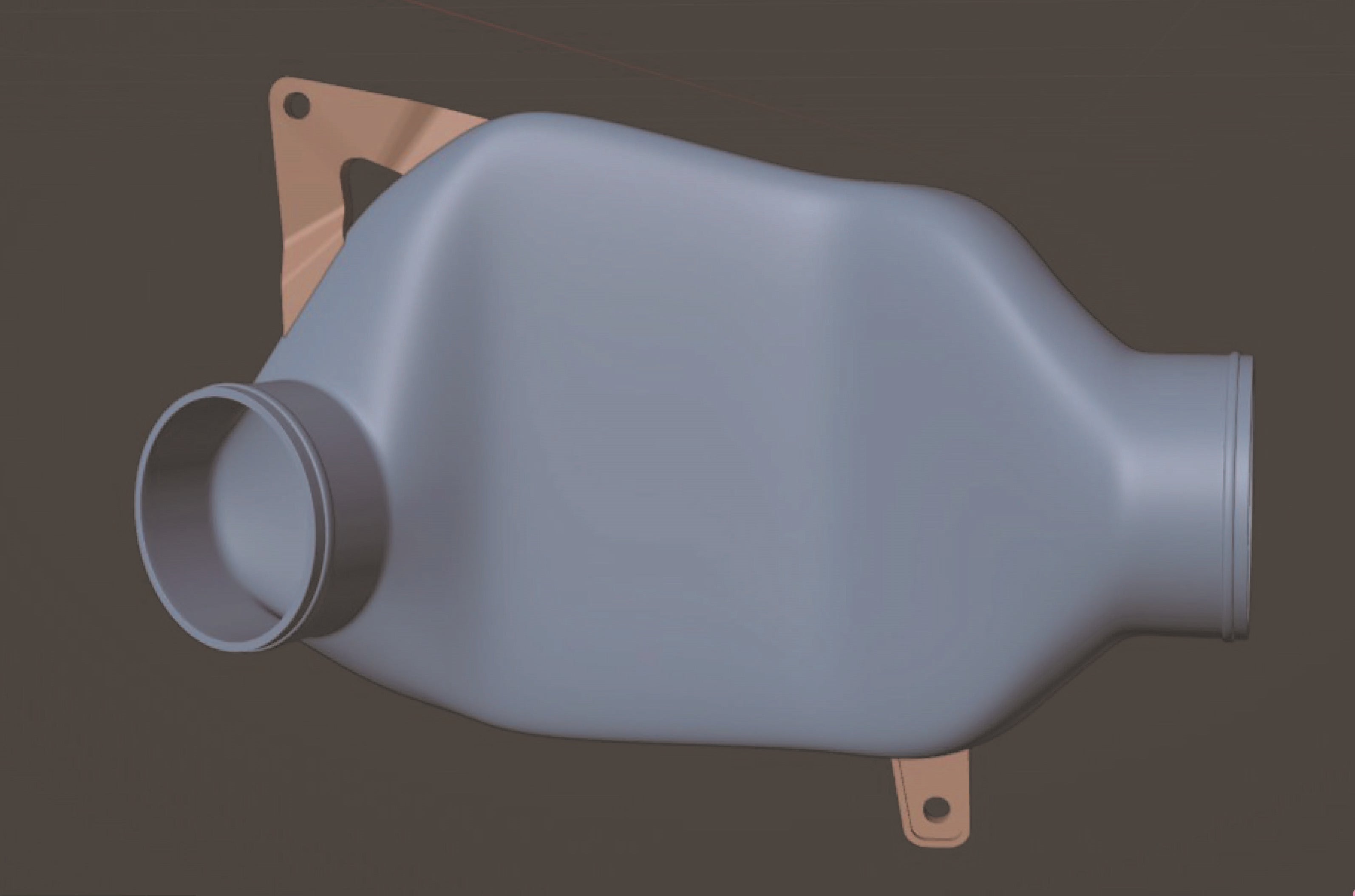 3D CAD render of the pancake duct scoop and mounting tab