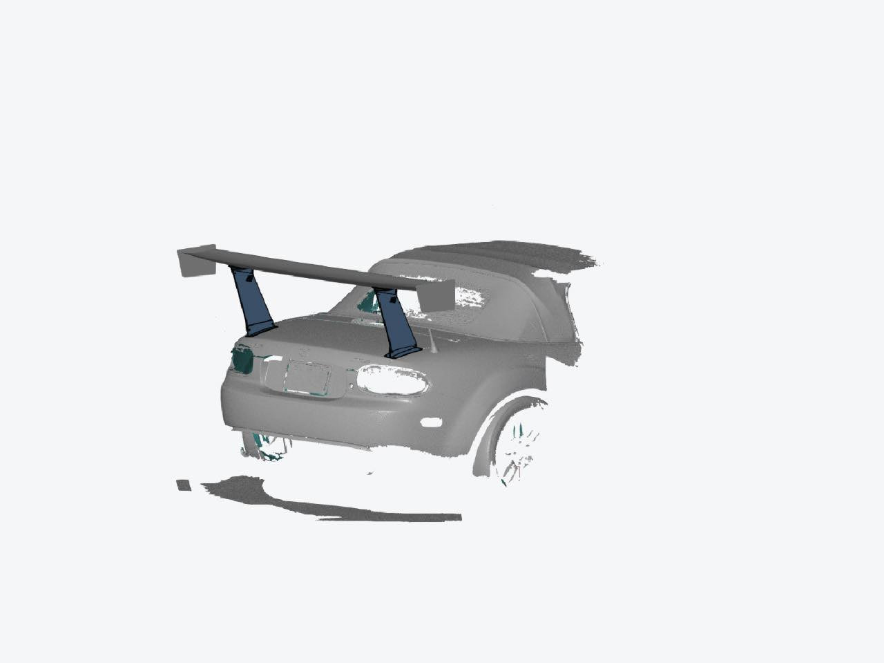 3D scan rear three-quarter of the Miata NC used for GT wing fitment