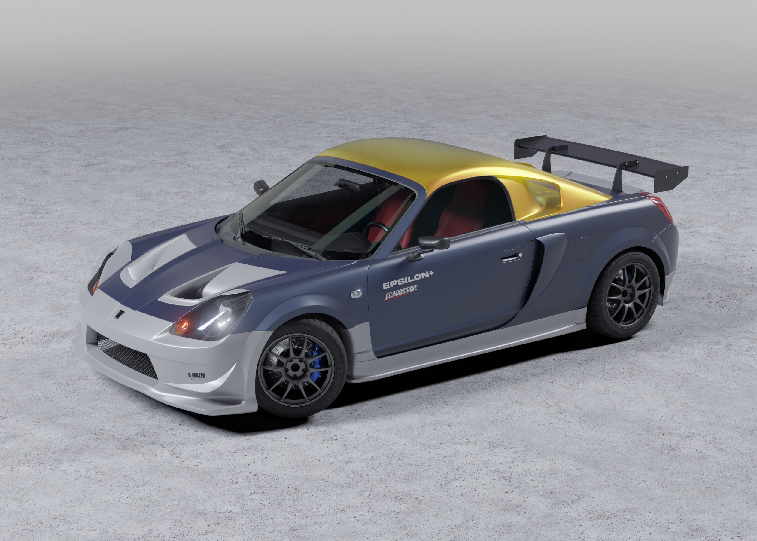 Front three-quarter render of a Toyota MR2 Spyder with the hardtop fitted