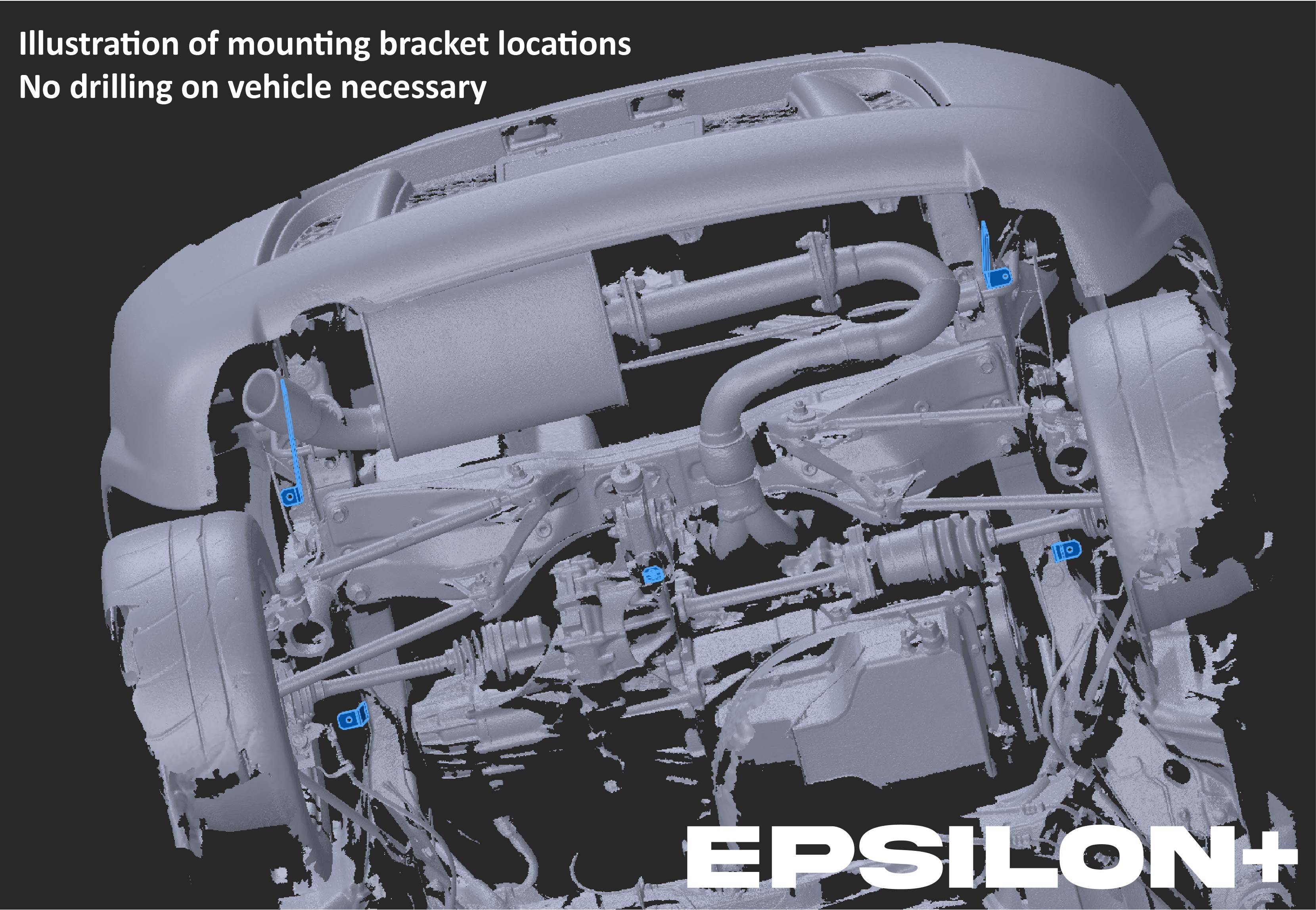 Diagram illustrating V1+ diffuser mounting bracket locations requiring no drilling