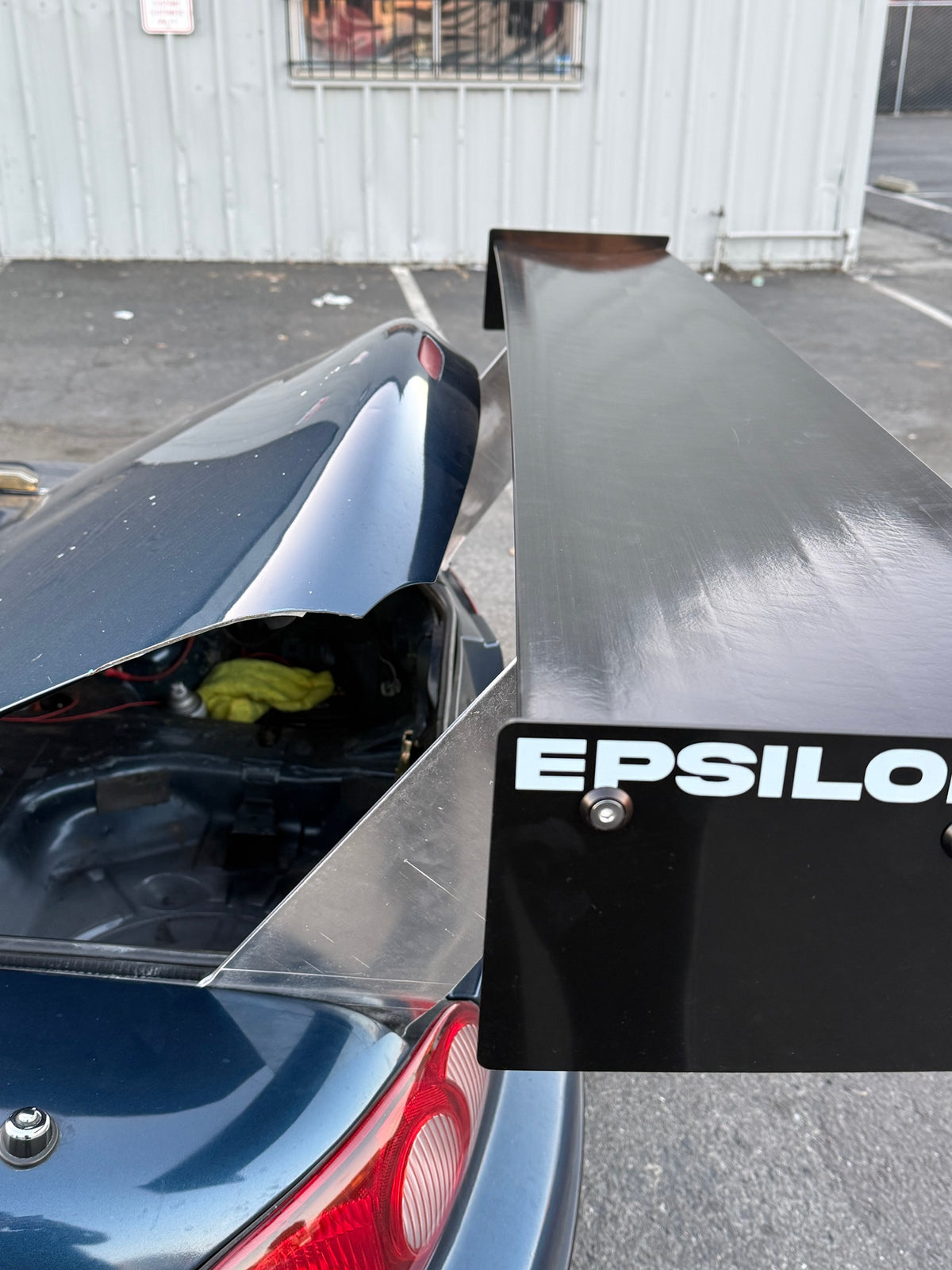 Epsilon+ branded endplate and wing element detail on the NB Miata TC Wing