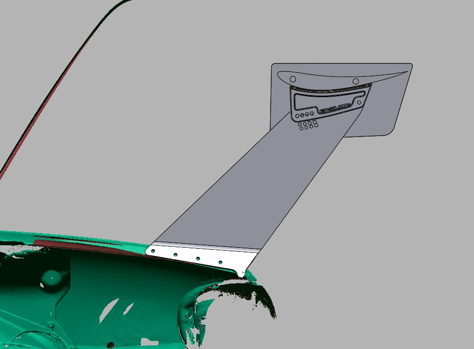 Epsilon+ branded endplate detail on the 66.5" QP-mount TC Wing fitted to an NB Miata