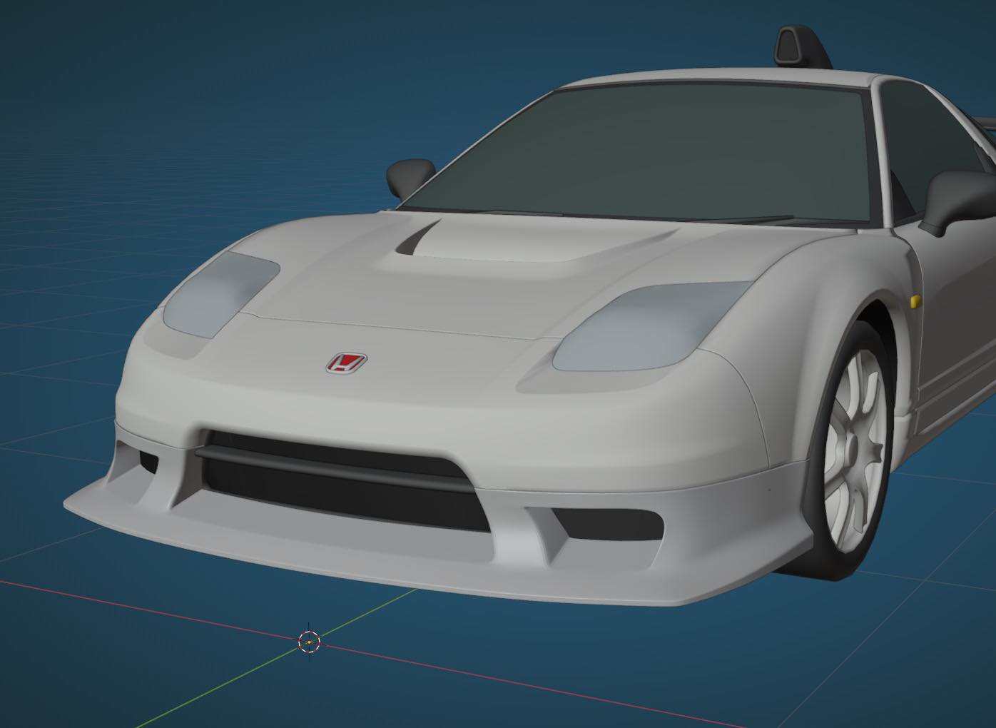 3D render of an Acura NSX NA2 with the R-GT front lip, front three-quarter view