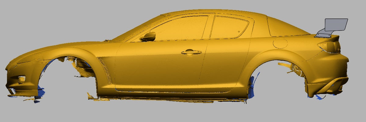 Mazda RX-8 SE3P full side profile with 47.5 inch TC Wing bases and uprights kit