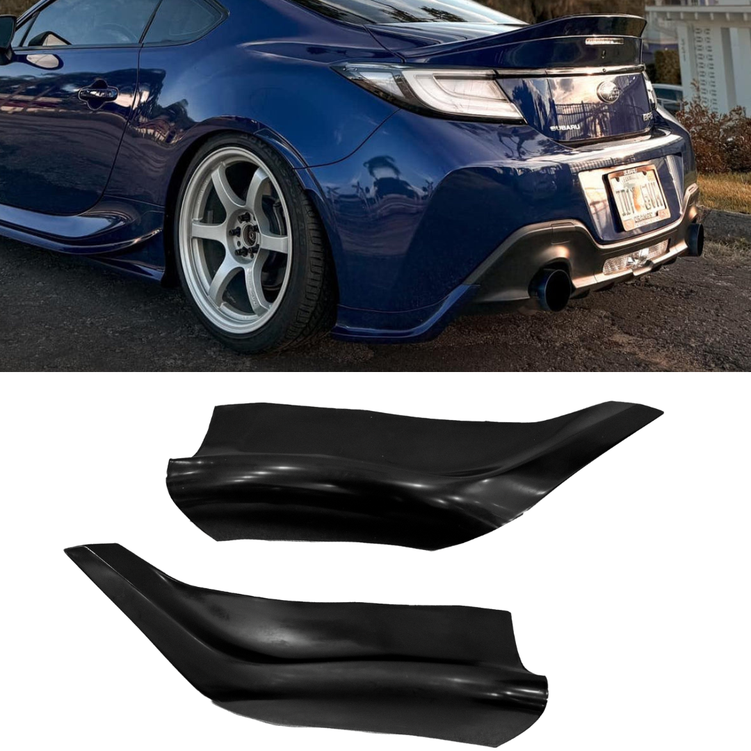 Epsilon+ rear spats for the Subaru BRZ and Toyota GR86 ZN8 shown fitted and as standalone parts