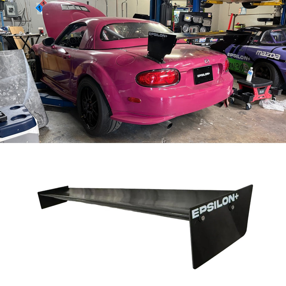 Mazda Miata NC with the Epsilon+ TC Wing installed, shown above the TC Wing airfoil