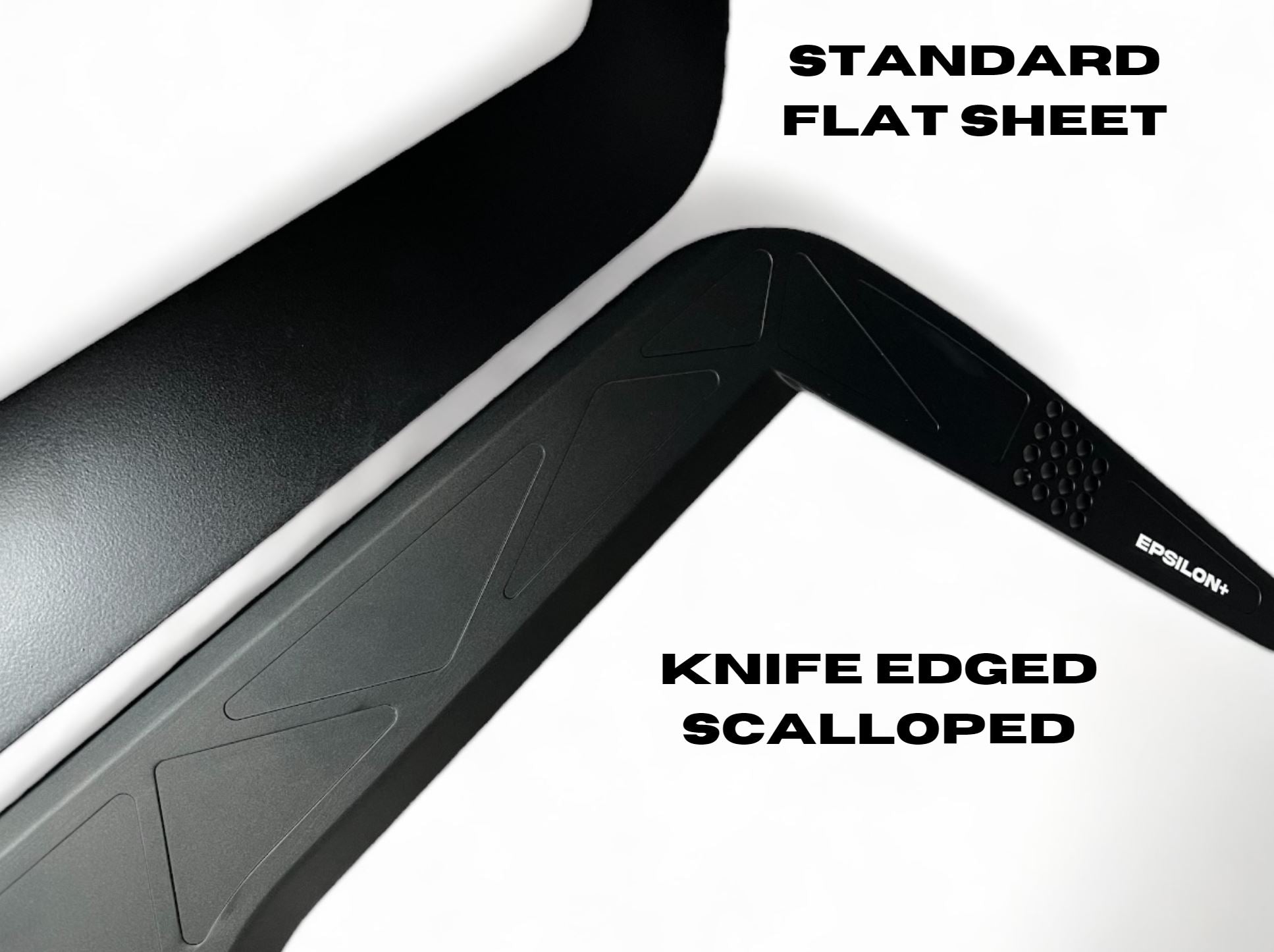 Comparison of GT wing upright finishes: standard flat sheet vs. knife-edged scalloped