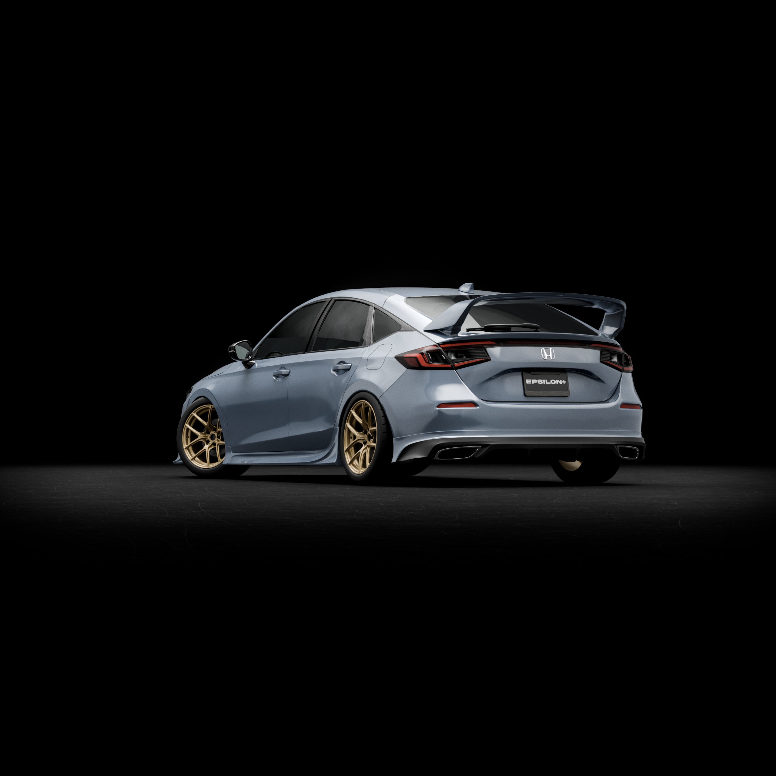 Epsilon+ rear lip installed on an 11th gen Honda Civic Hatchback