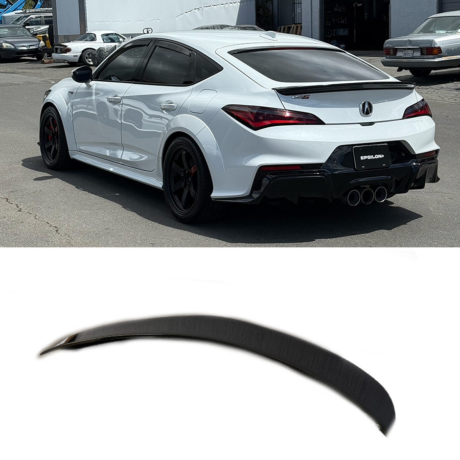 Epsilon+ rear trunk lip for the Acura Integra DE4/DE5 shown fitted and as a standalone part