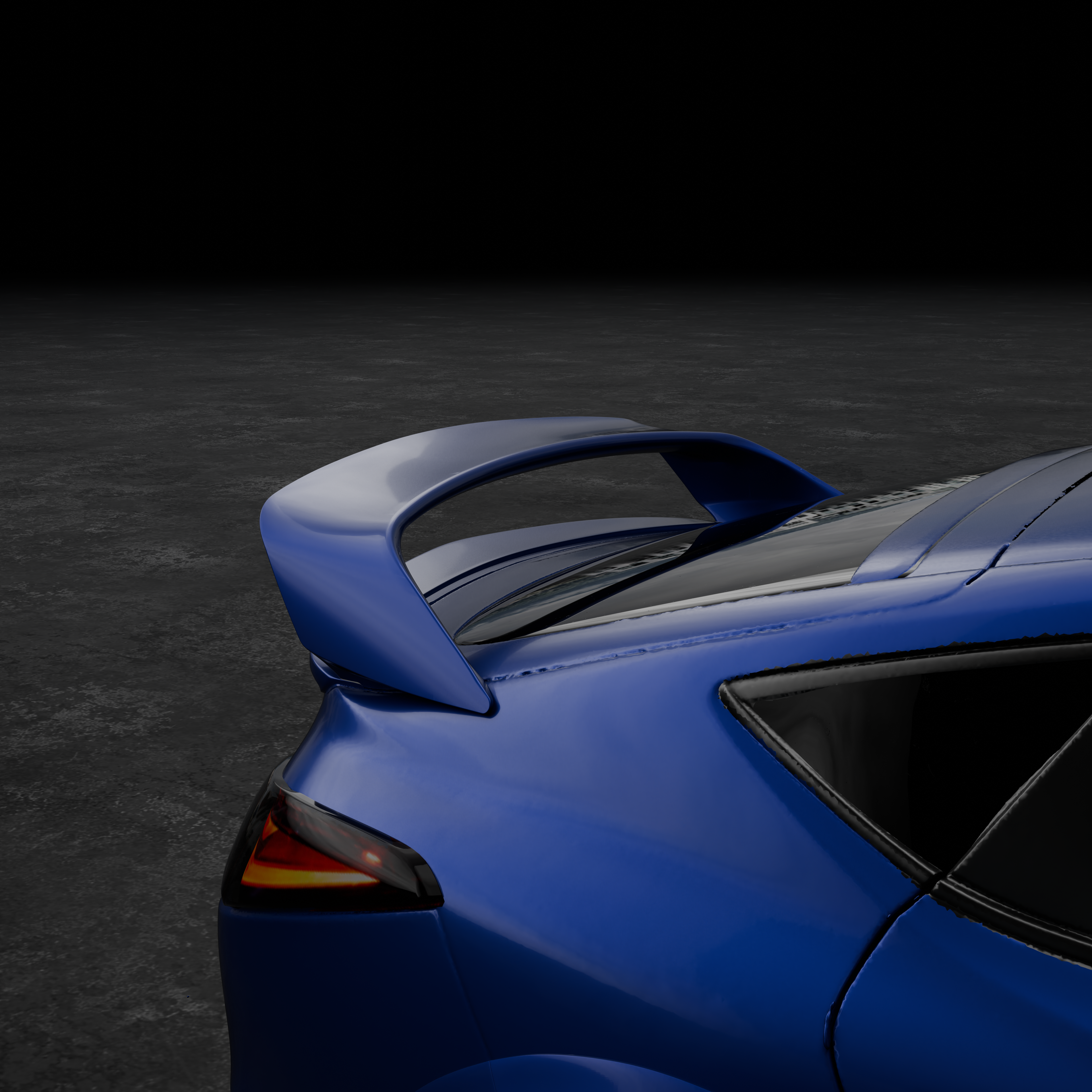 Close studio render of the Sport Wing blade on a blue Acura Integra