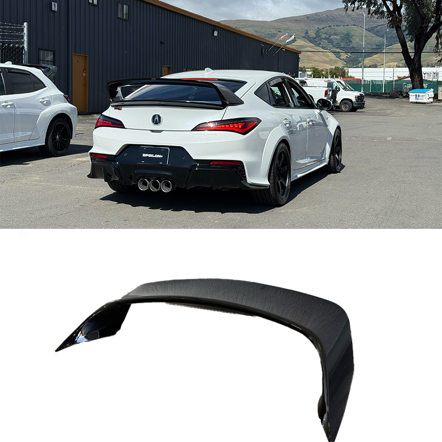 Acura Integra Sport Wing shown installed and as a separate carbon component