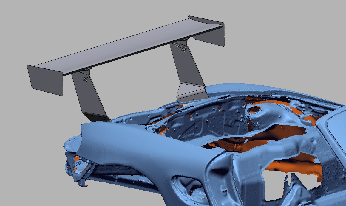 Boxster 986 with the 66.5" QP-mount TC Wing, elevated rear view showing full wing span