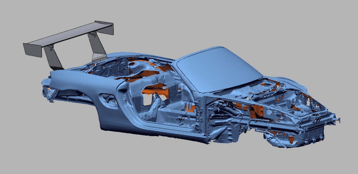 Porsche Boxster 986 fitted with the 66.5" quarter-panel-mount Epsilon+ TC Wing, rear three-quarter render