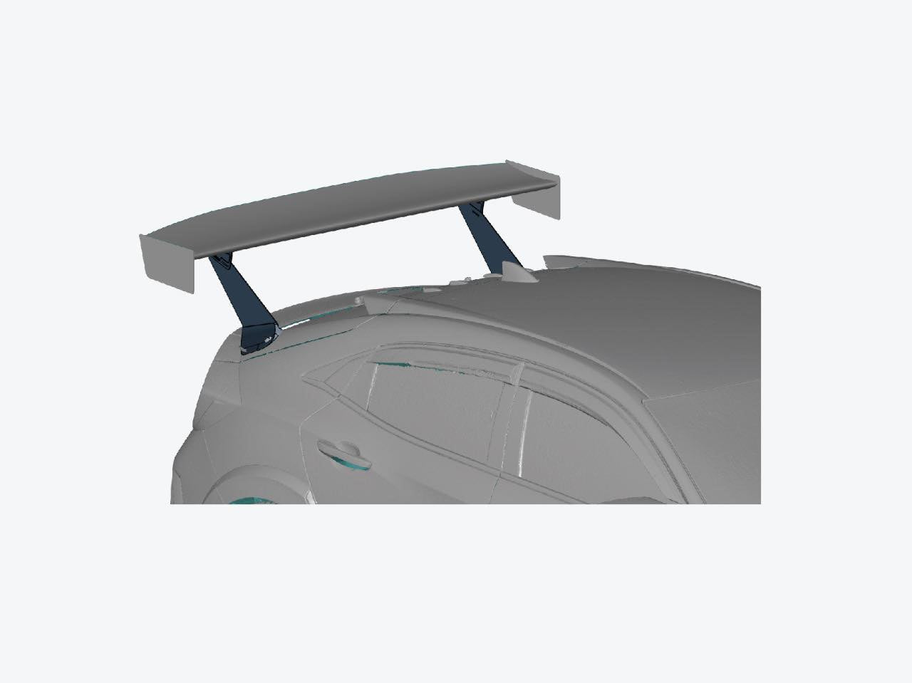 Close-up 3D render of the GT wing mount point on the Civic Type R roofline