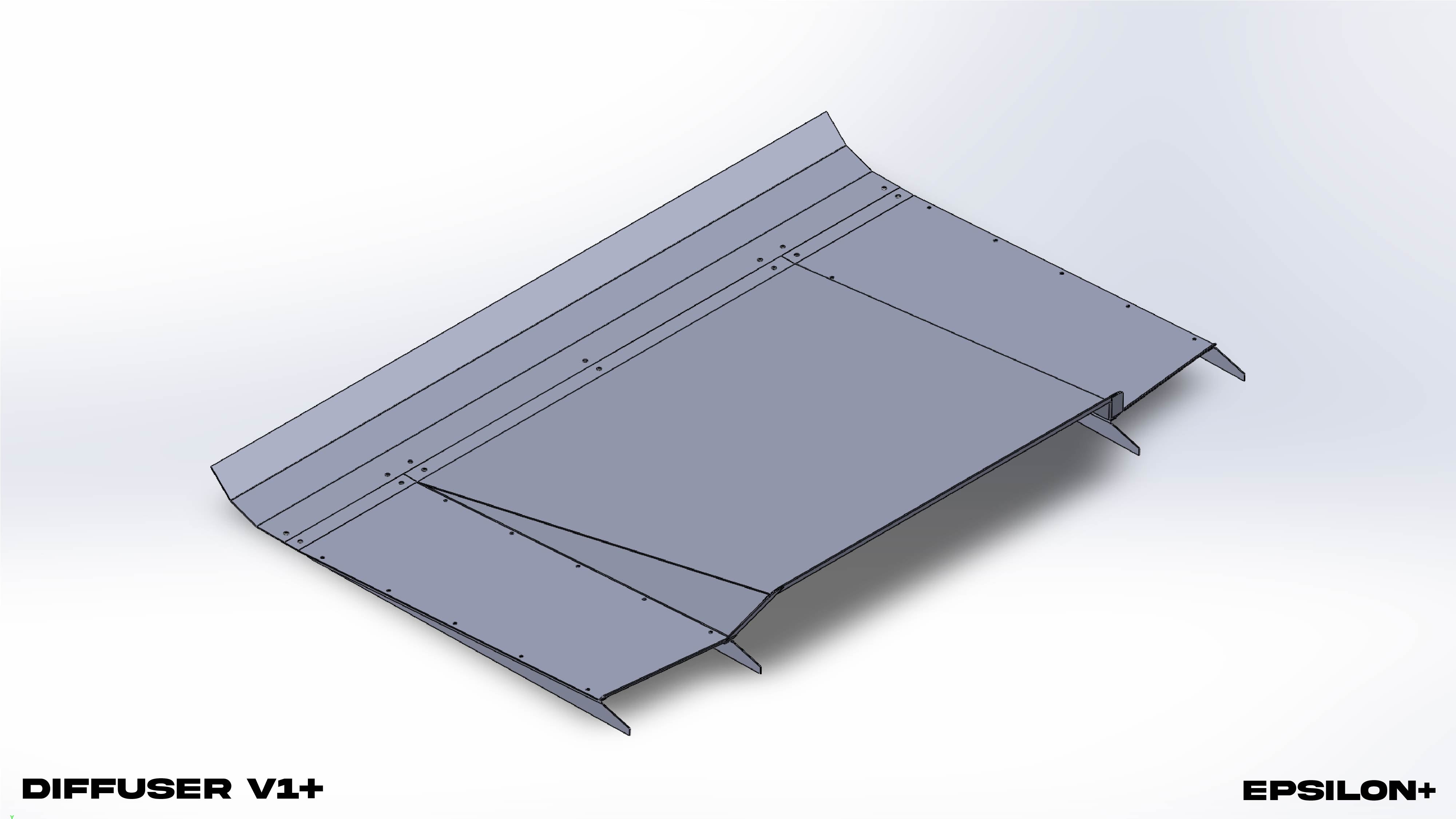 CAD rendering of the Diffuser V1+ from above showing panel structure