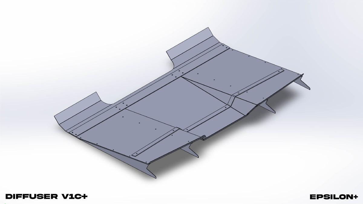 CAD rendering of the Diffuser V1C+ from above showing panel structure