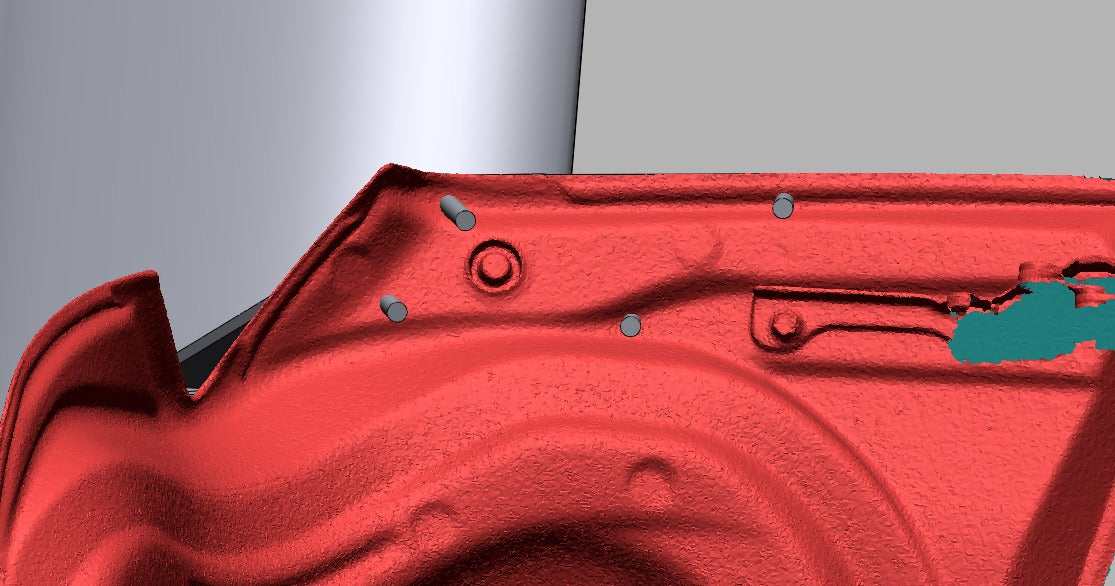 Underside scan of the ZN6 deck lid showing the TC Wing mounting hole pattern