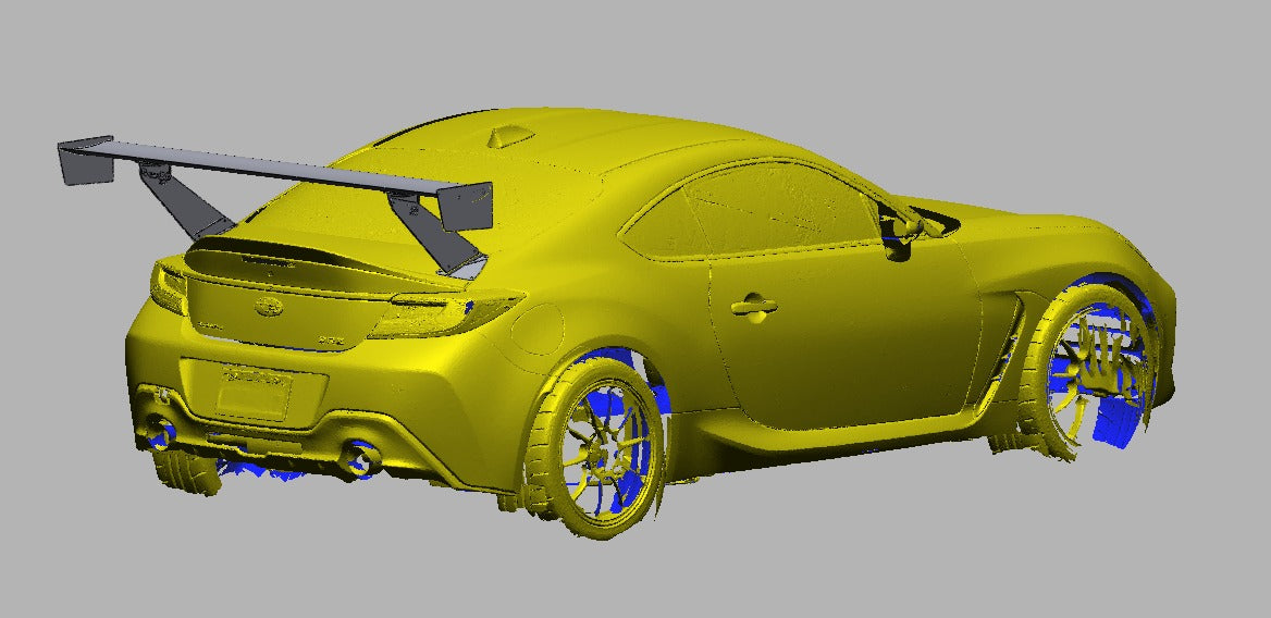 Toyota GR86 / Subaru BRZ (ZN8/ZD8) fitted with the Epsilon+ TC Wing, rear three-quarter view