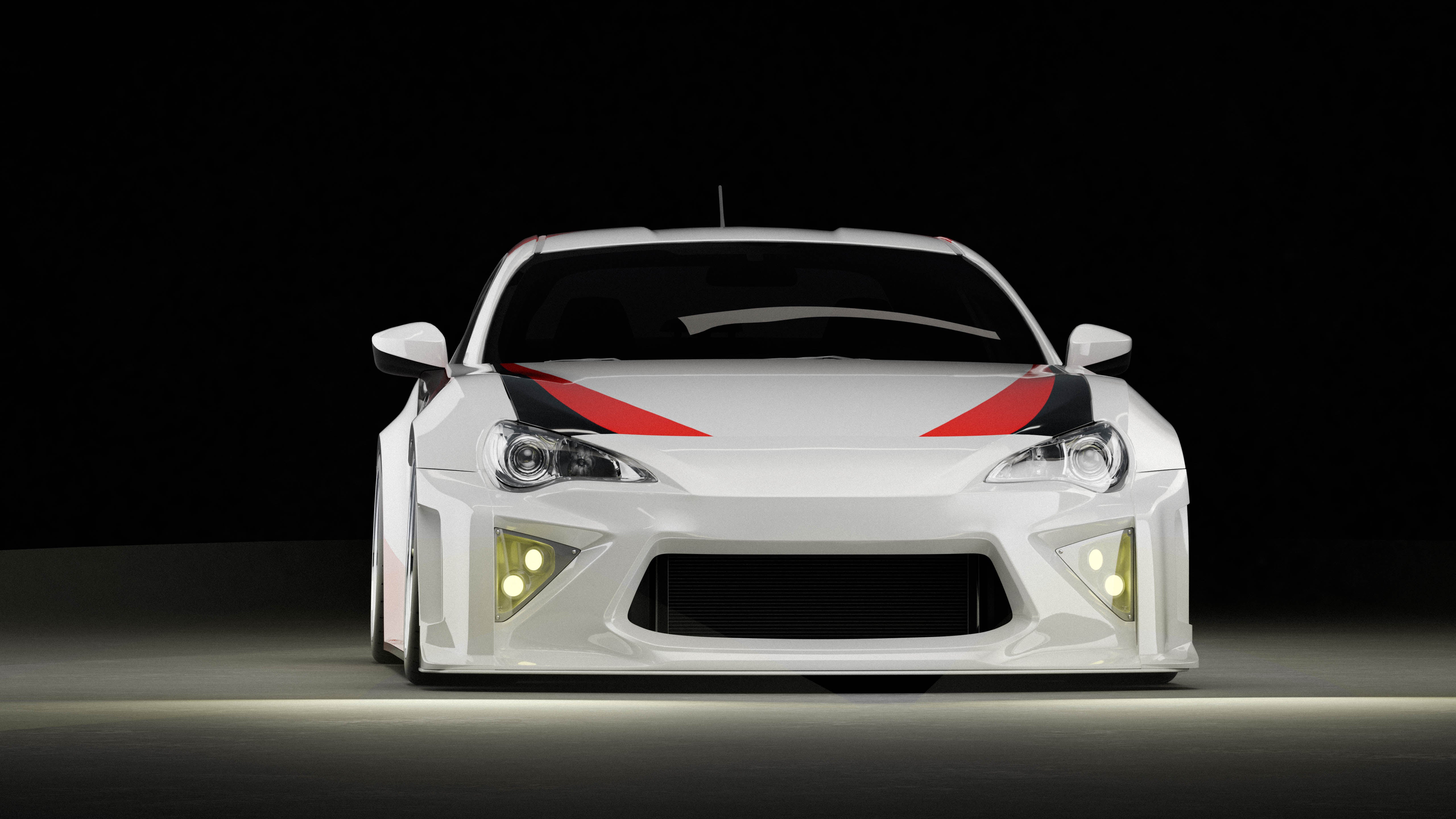 Front render of a white GT86 showing the Epsilon+ bumper and lower splitter