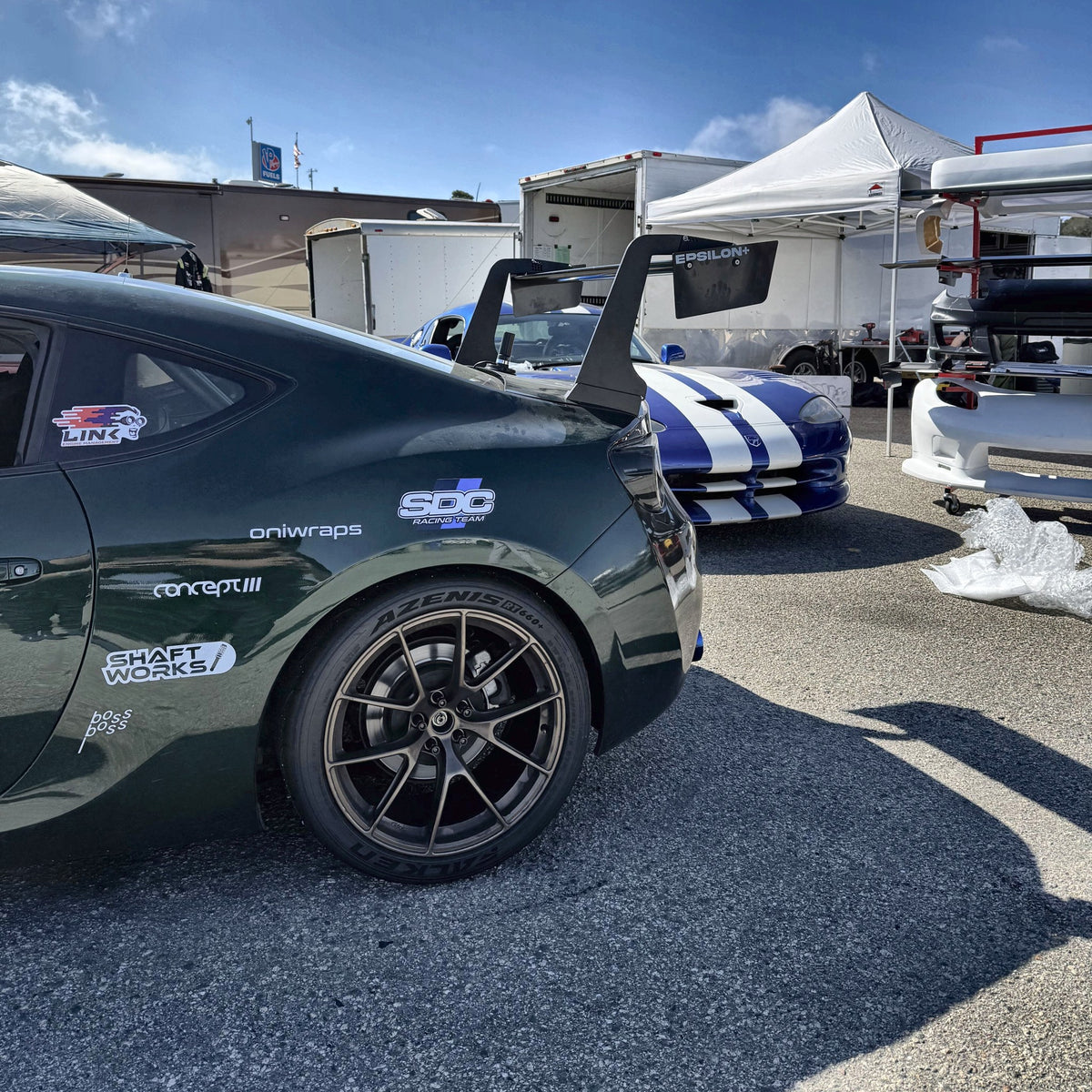 TC Wing endplate and upright on a GT86, viewed from the rear quarter