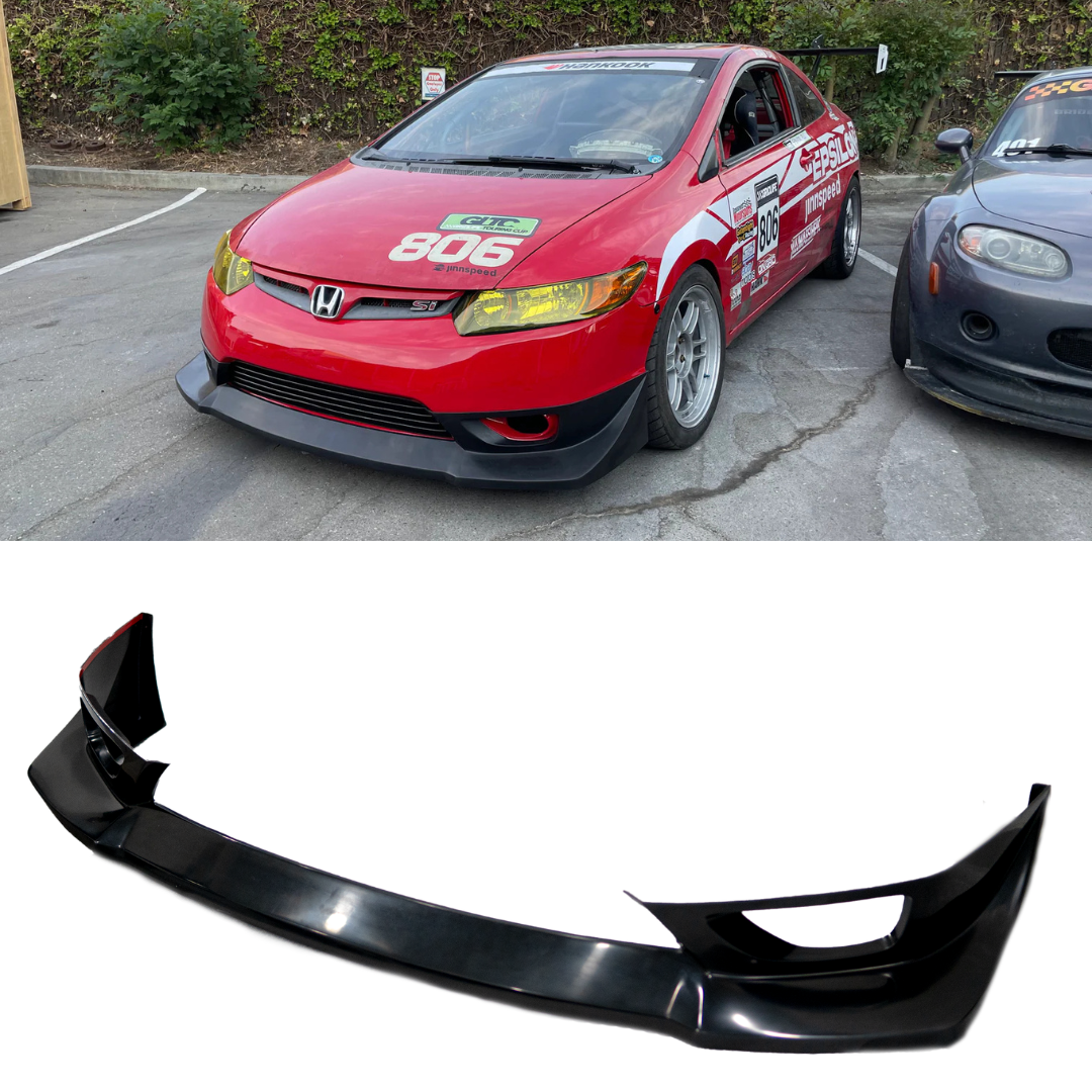 Epsilon+ front lip for the Honda Civic Coupe FG2 shown fitted and as a standalone part