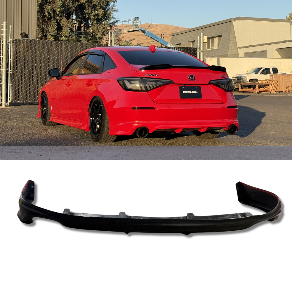 Epsilon+ rear lip for the Honda Civic Sedan FE shown fitted and as a standalone part