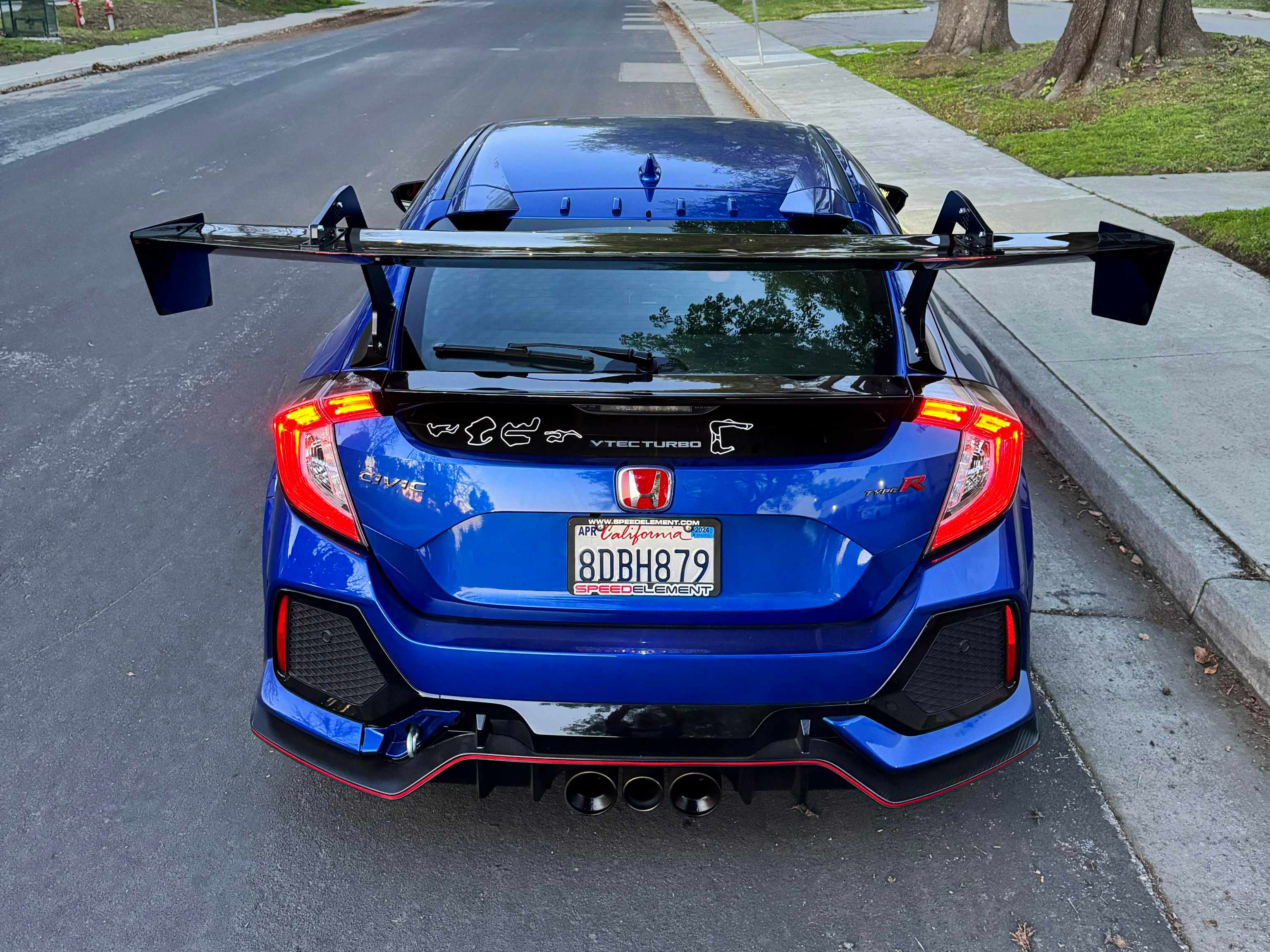 Epsilon+ carbon fiber GT wing installed on a Honda Civic Type R FK8