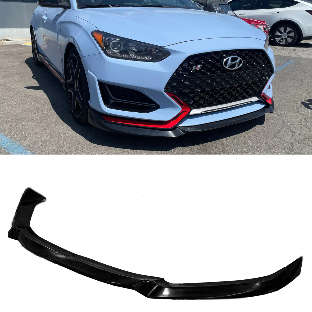Epsilon+ front lip for the Hyundai Veloster N shown fitted and as a standalone part