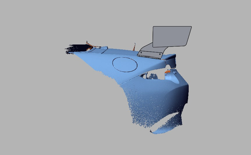 Close-up of the TC Wing endplate and mounting hardware on the ND Miata
