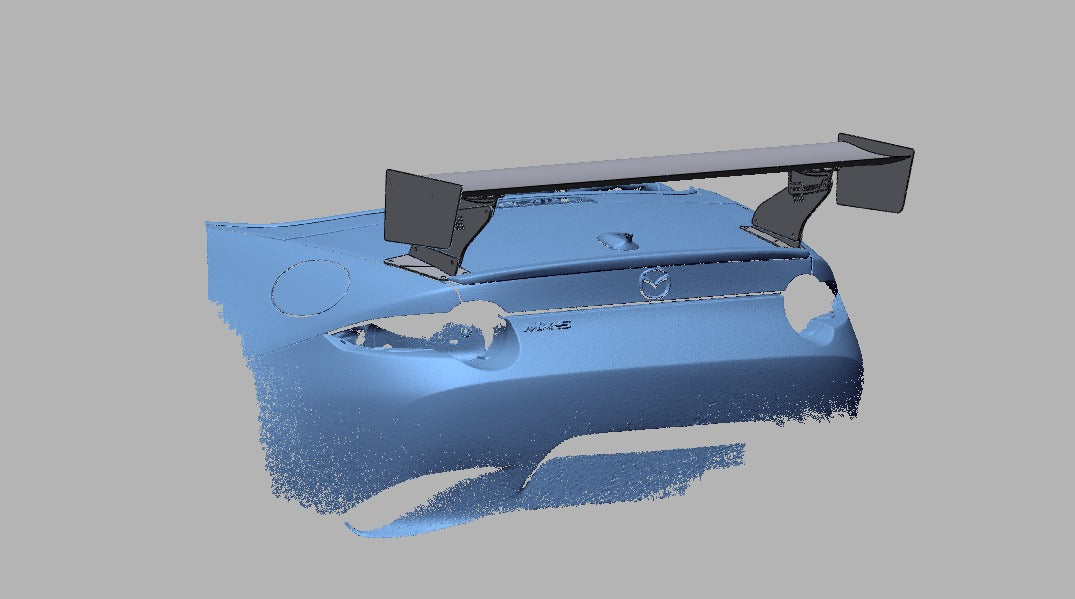 ND Miata TC Wing seen from behind the car, showing endplate spacing