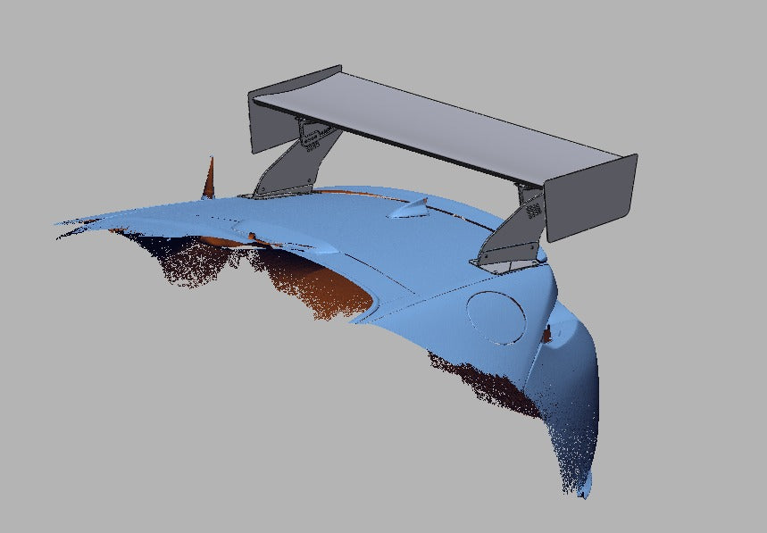 Detail of the TC Wing upright and base plate on the ND Miata deck lid