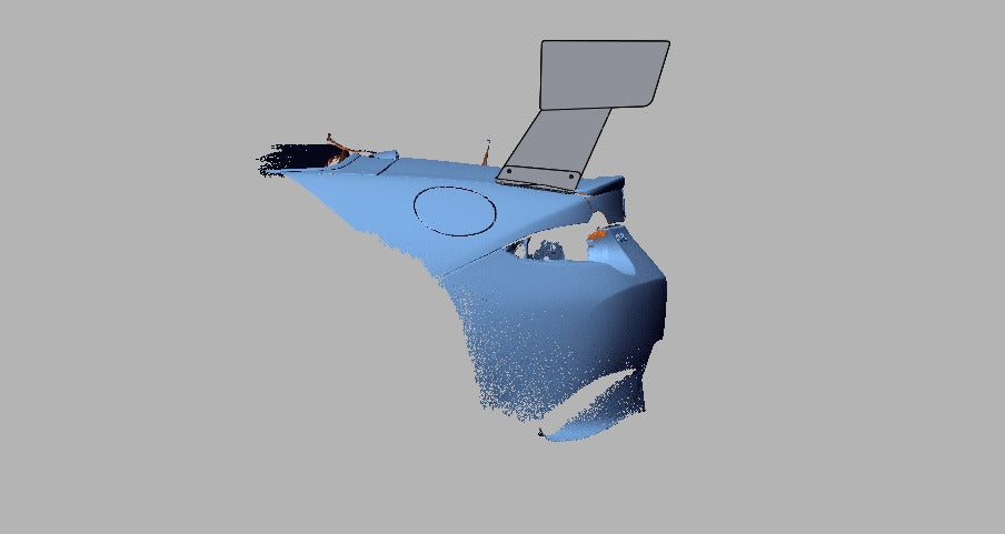 Close-up of the 66.5" TC Wing endplate overhanging the ND Miata quarter panel