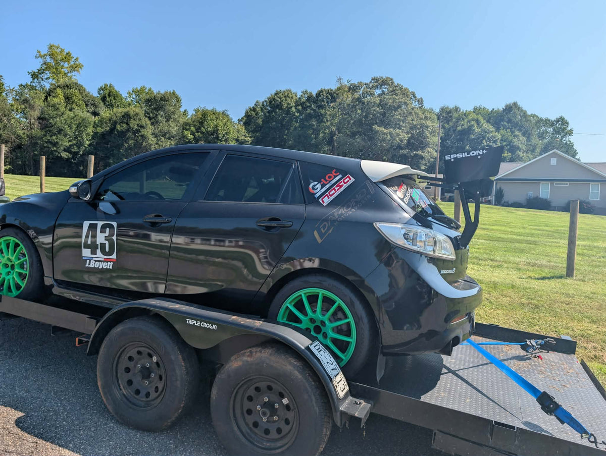 Side profile of a Mazdaspeed3 Gen2 BL running the TC Wing, showing endplate and upright height