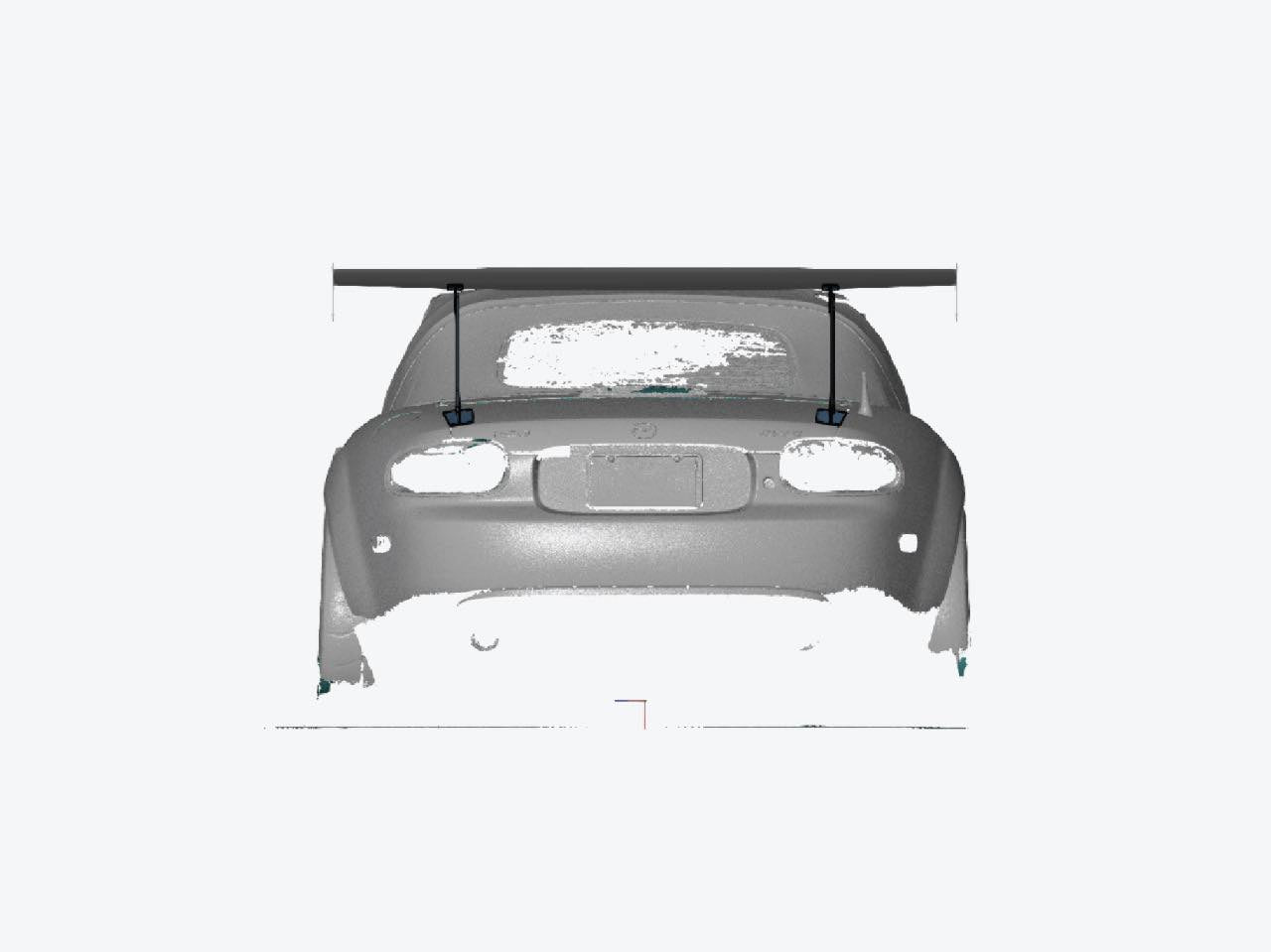 3D scan rear view of the Mazda MX-5 Miata NC with GT wing placement