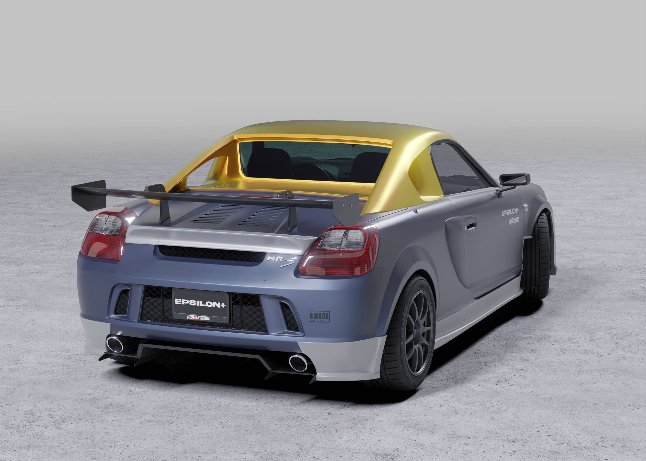 Rear three-quarter render of a Toyota MR2 Spyder with the hardtop installed