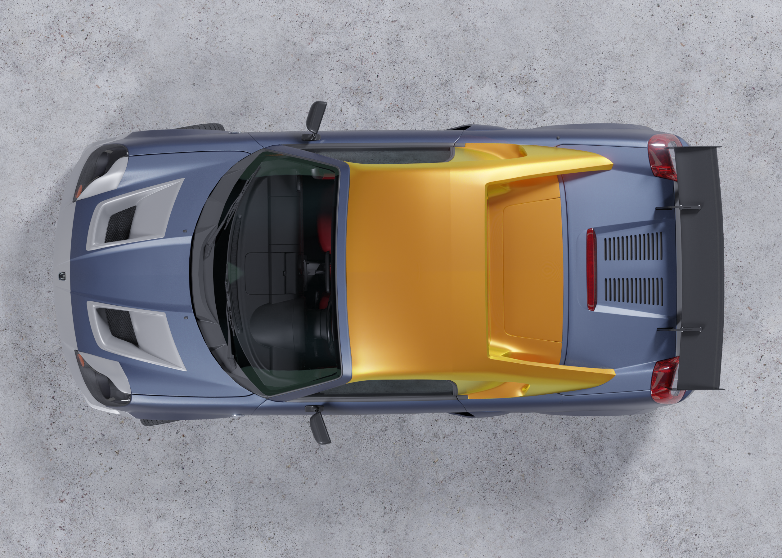 Top-down render of a Toyota MR2 Spyder showing the hardtop roof panel