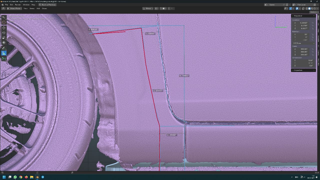 CAD screen showing the side skirt profile developed for the MR2 Spyder