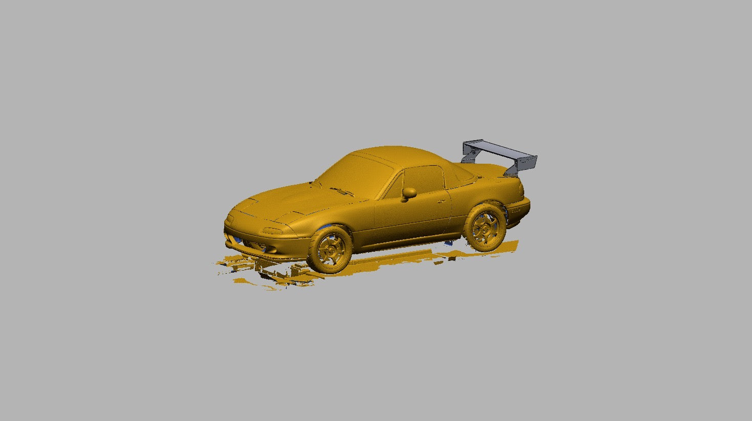 TC Wing mounted on Mazda Miata NA, front 3/4 view