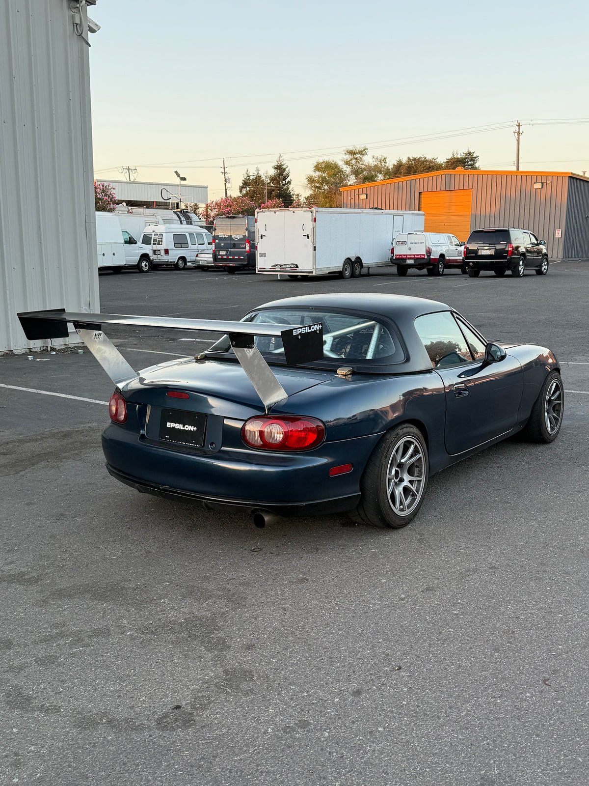 NB Miata with the TC Wing, rear view showing wing height above the deck lid