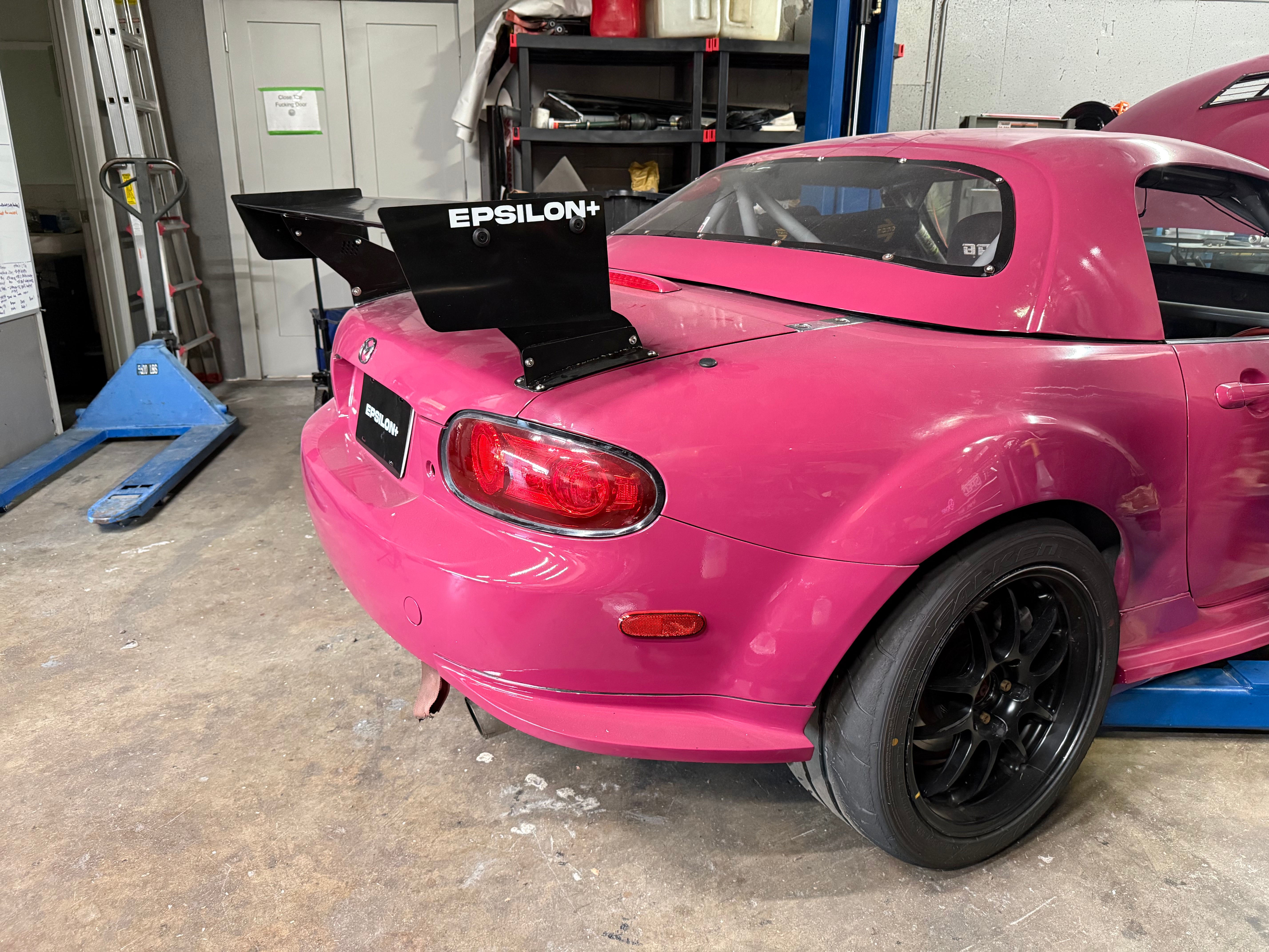 Epsilon+ TC Wing installed on Mazda Miata NC, rear 3/4 view