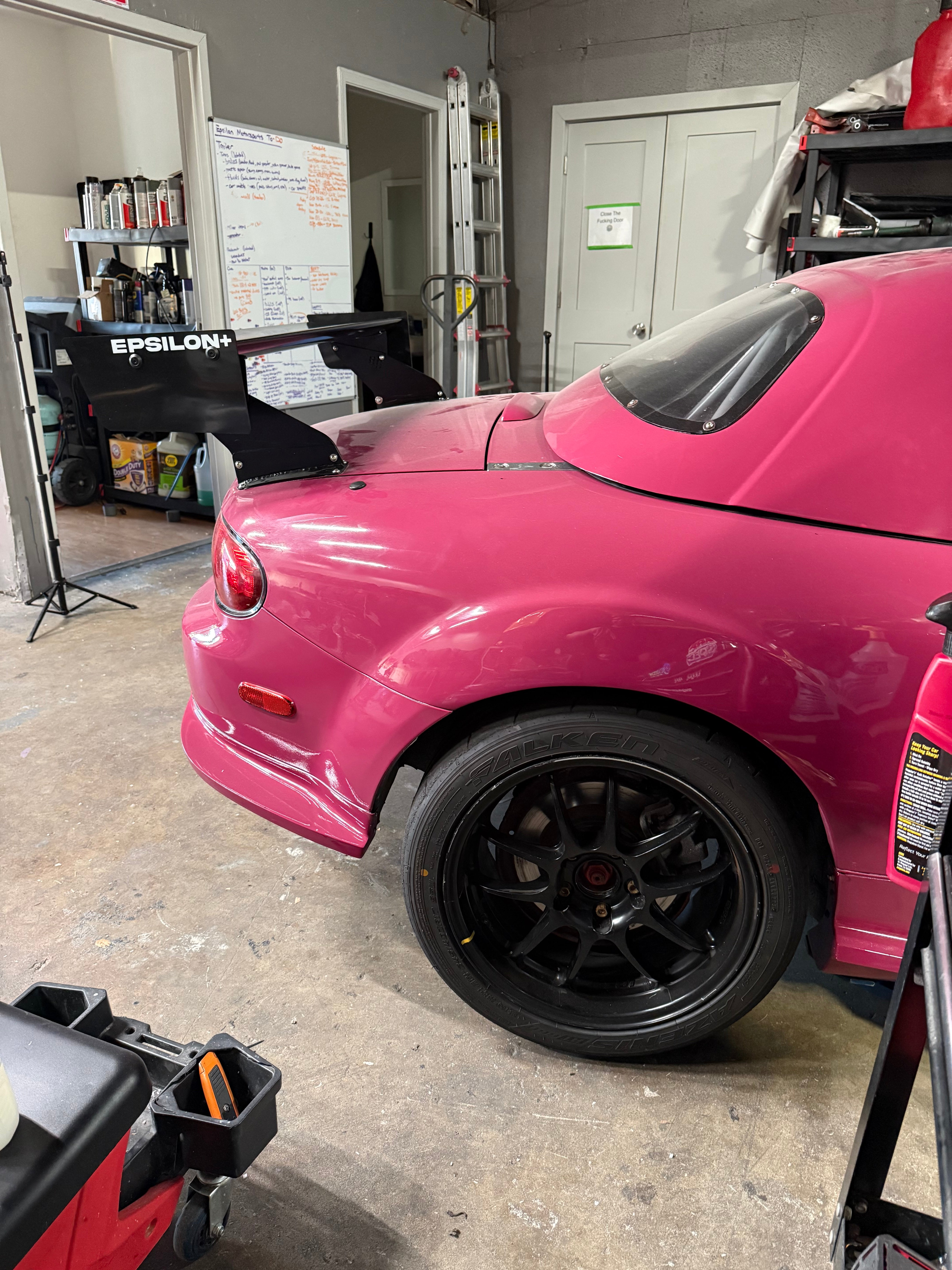 Epsilon+ TC Wing installed on Mazda Miata NC, rear quarter closeup