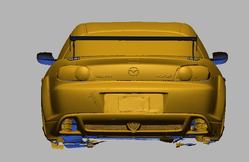 Mazda RX-8 SE3P rear view showing 47.5 inch TC Wing width and mounting height