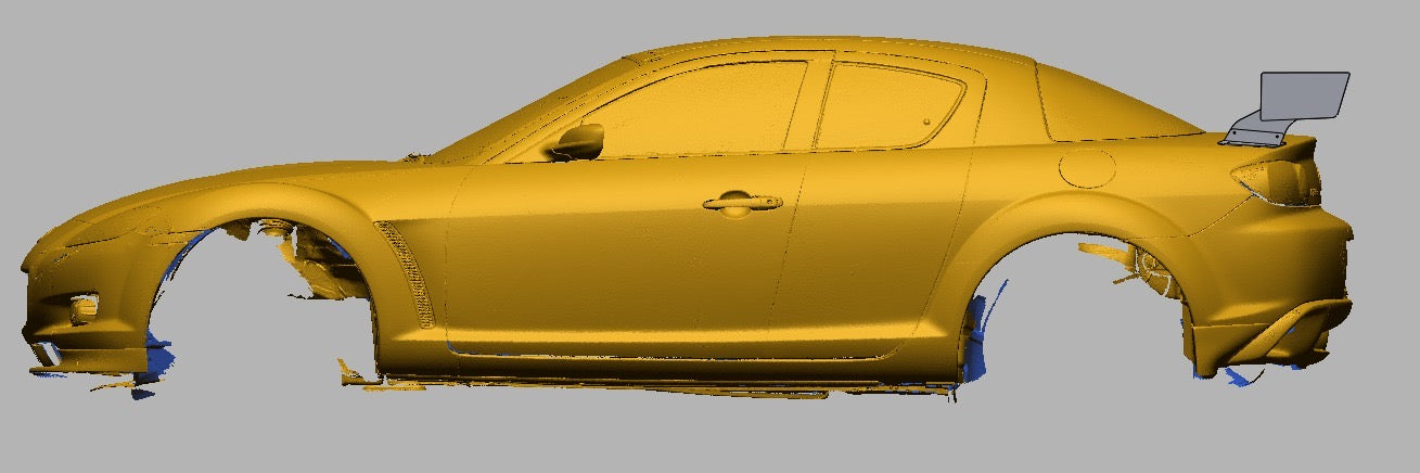 Mazda RX-8 SE3P full side profile with 47.5 inch TC Wing bases and uprights kit