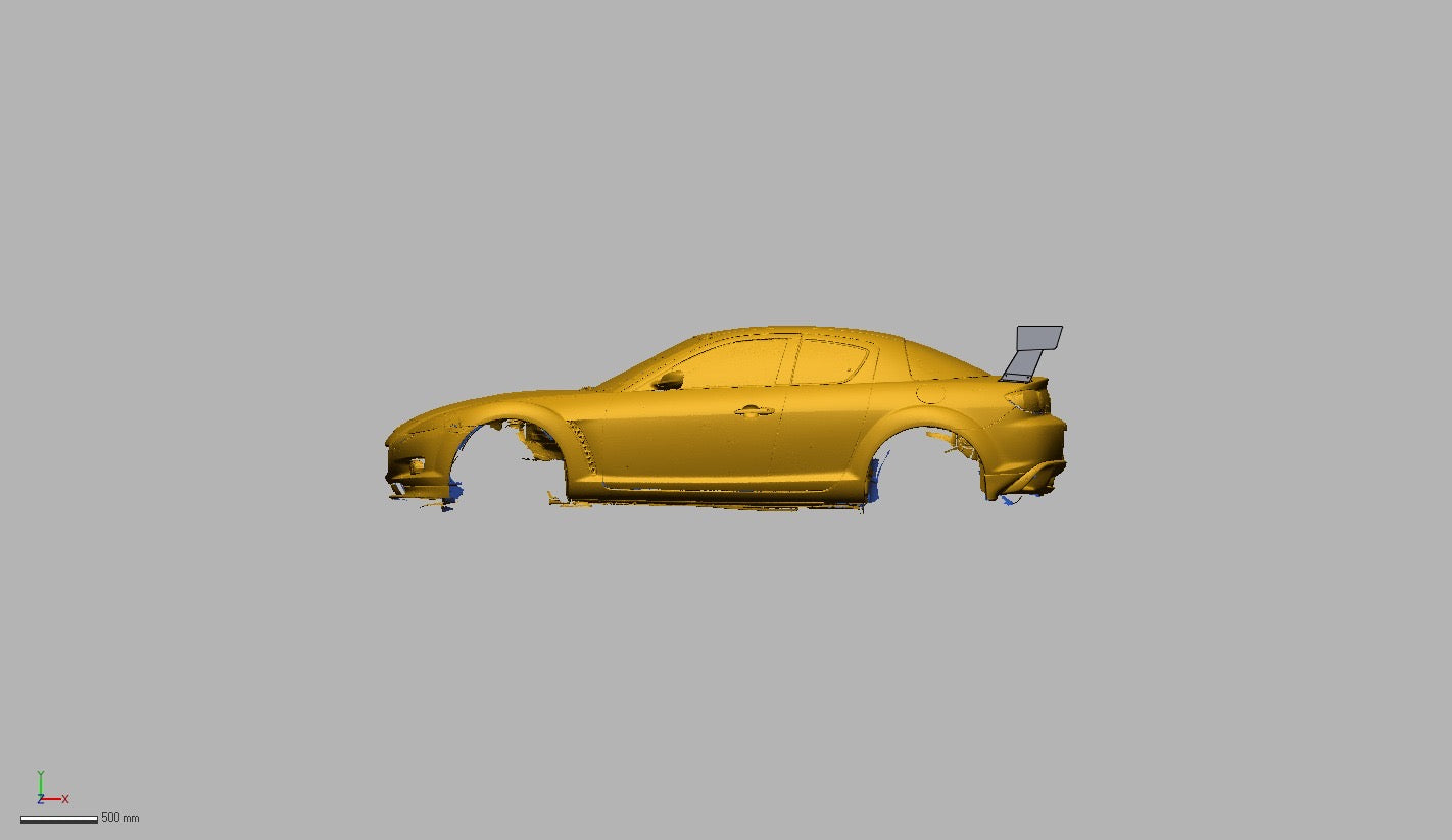 Mazda RX-8 SE3P full side profile with 66.5 inch TC Wing bases and uprights kit